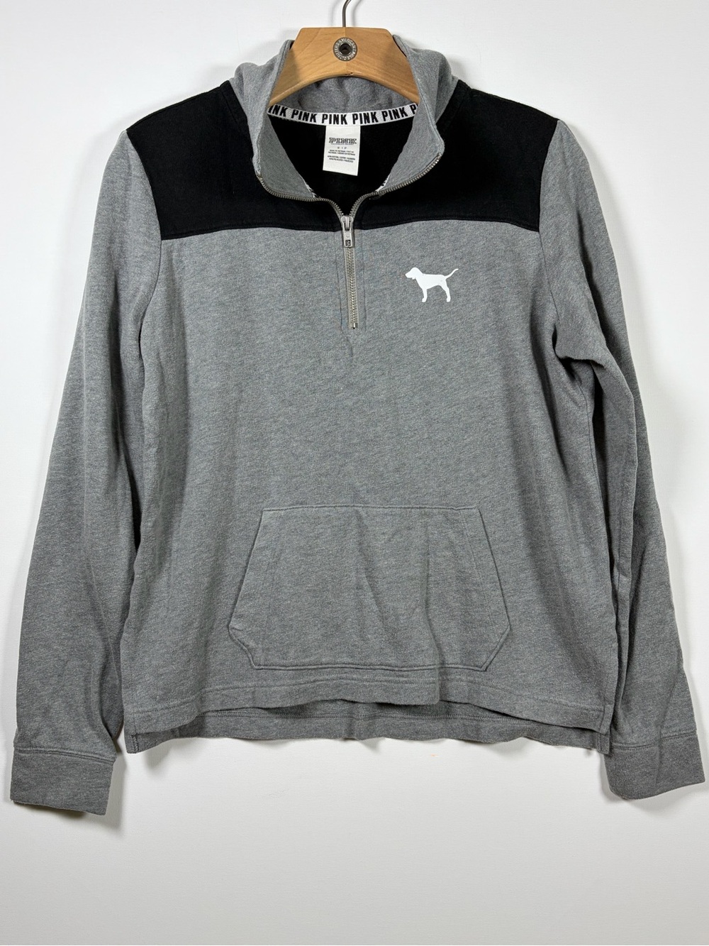 Victoria's Secret PINK Gray and Black Zip-Up Pullover
